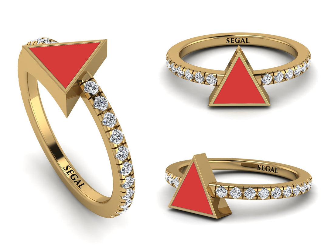 Elegant Enamel Triangle Diamond Ring - Triangle No. 1