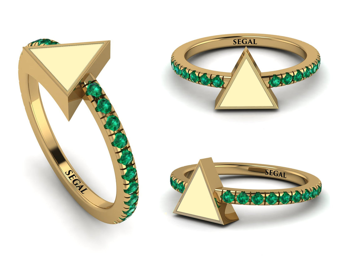 Elegant Enamel Triangle Emerald Ring - Triangle No. 4