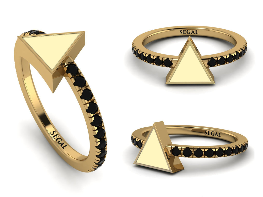 Elegant Enamel Triangle Black Diamond Ring - Triangle No. 7