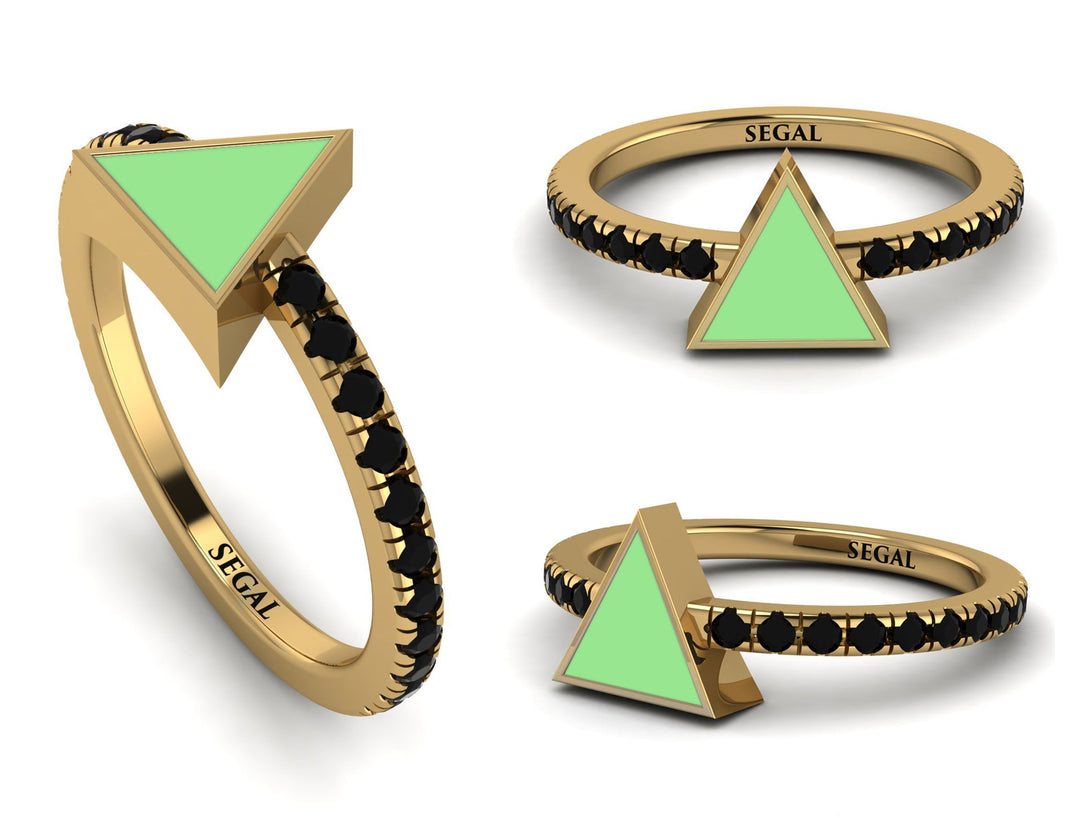 Elegant Enamel Triangle Black Diamond Ring - Triangle No. 7