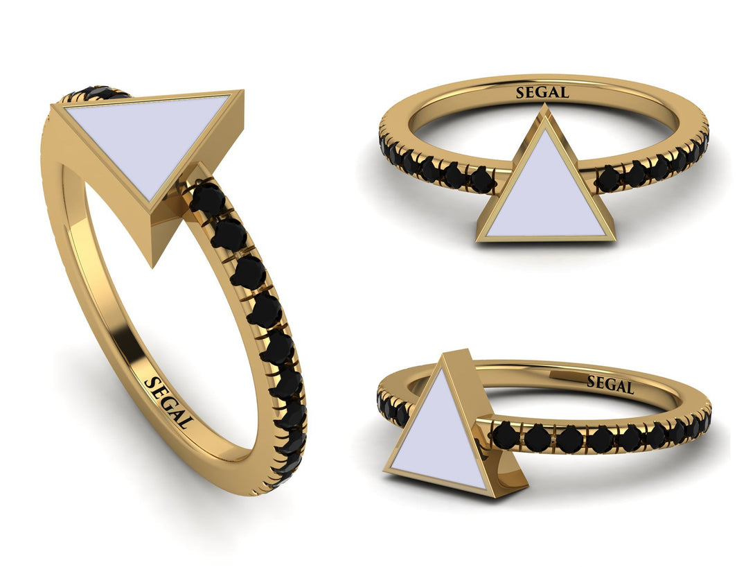 Elegant Enamel Triangle Black Diamond Ring - Triangle No. 7