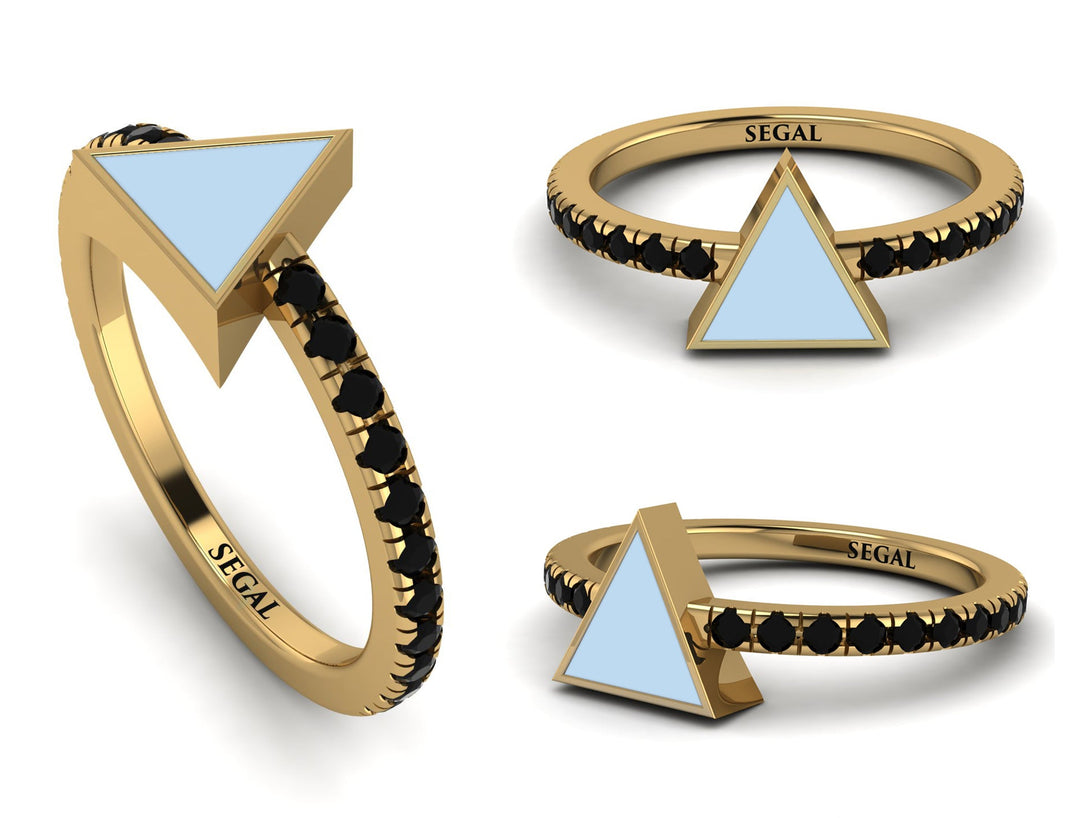 Elegant Enamel Triangle Black Diamond Ring - Triangle No. 7