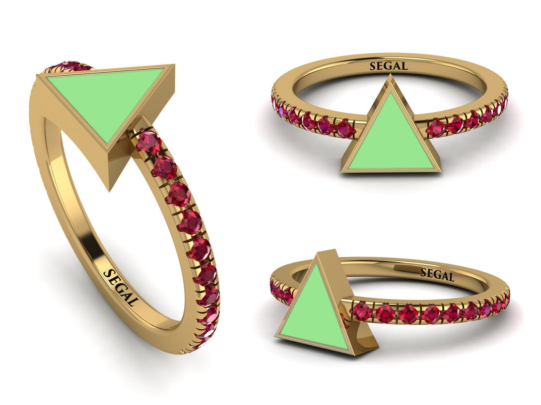 Elegant Enamel Triangle Ruby Ring - Triangle No. 10