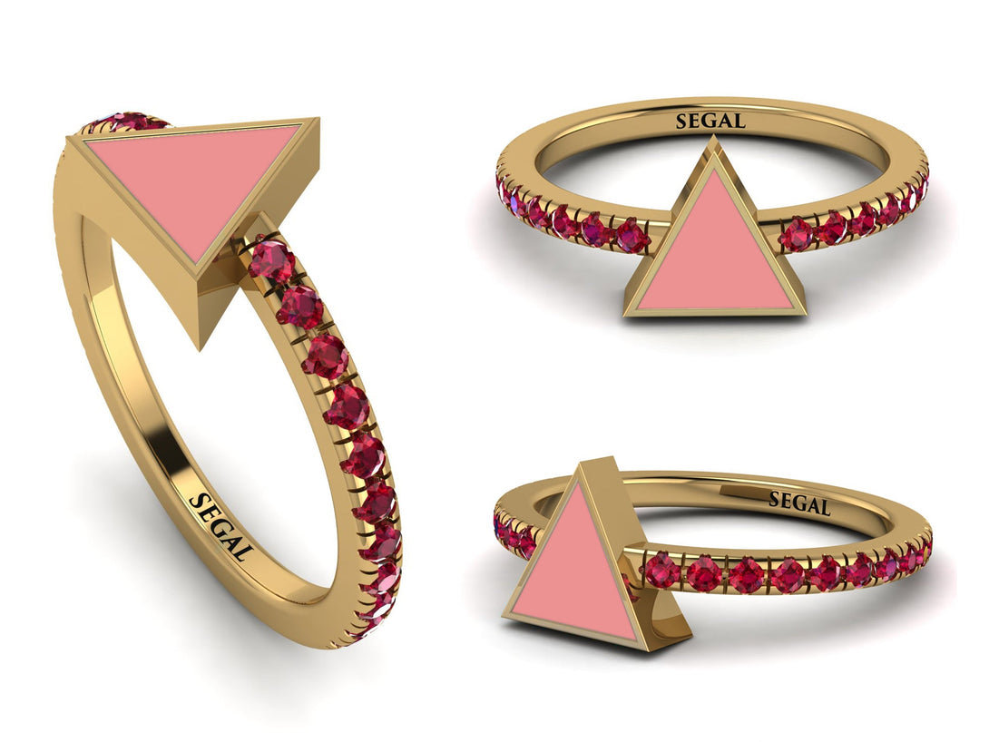 Elegant Enamel Triangle Ruby Ring - Triangle No. 10