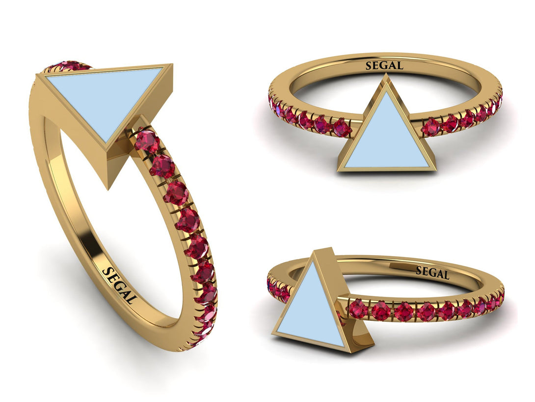 Elegant Enamel Triangle Ruby Ring - Triangle No. 10