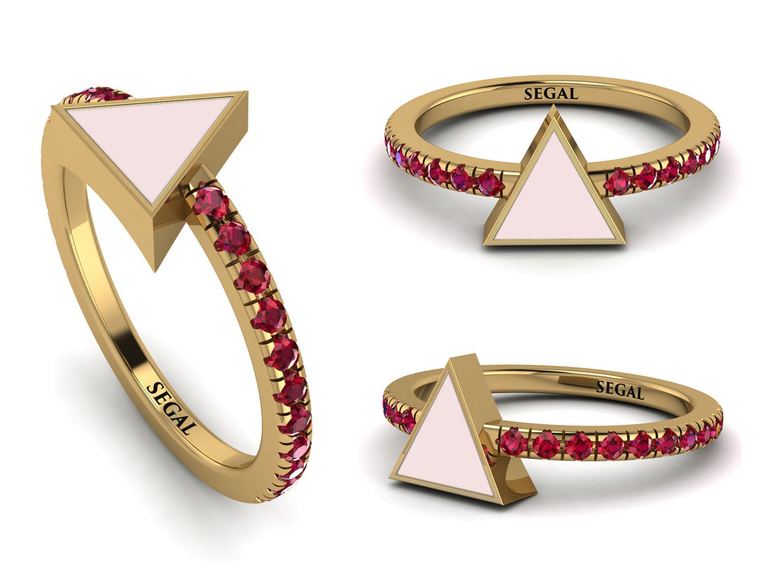 Elegant Enamel Triangle Ruby Ring - Triangle No. 10