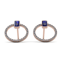 Emerald Cut Circle Sapphire Earrings - Oaklyn No. 14 image 1