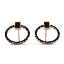 Emerald Cut Circle Black Diamond Earrings - Oaklyn No. 38 image 1