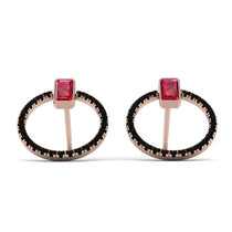 Emerald Cut Circle Ruby Earrings - Oaklyn No. 41 image 1