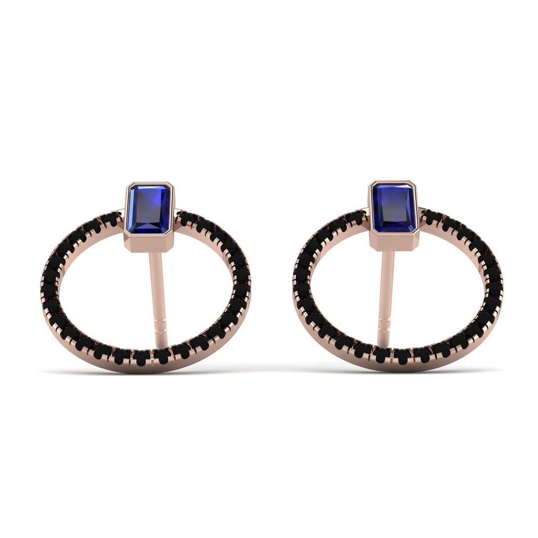 Emerald Cut Circle Sapphire Earrings - Oaklyn No. 44