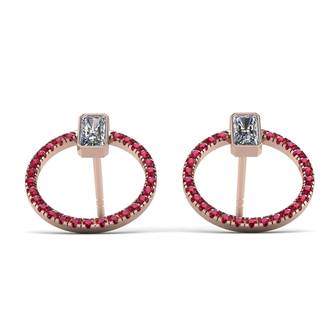Emerald Cut Circle Diamond Earrings - Oaklyn No. 47