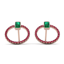 Emerald Cut Circle Emerald Earrings - Oaklyn No. 50 image 1