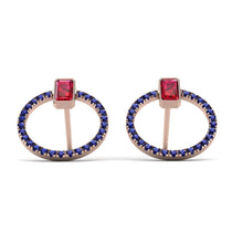 Emerald Cut Circle Ruby Earrings - Oaklyn No. 71 image 1