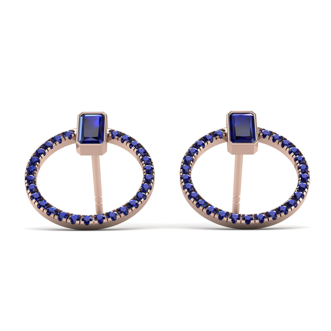 Emerald Cut Circle Sapphire Earrings - Oaklyn No. 74