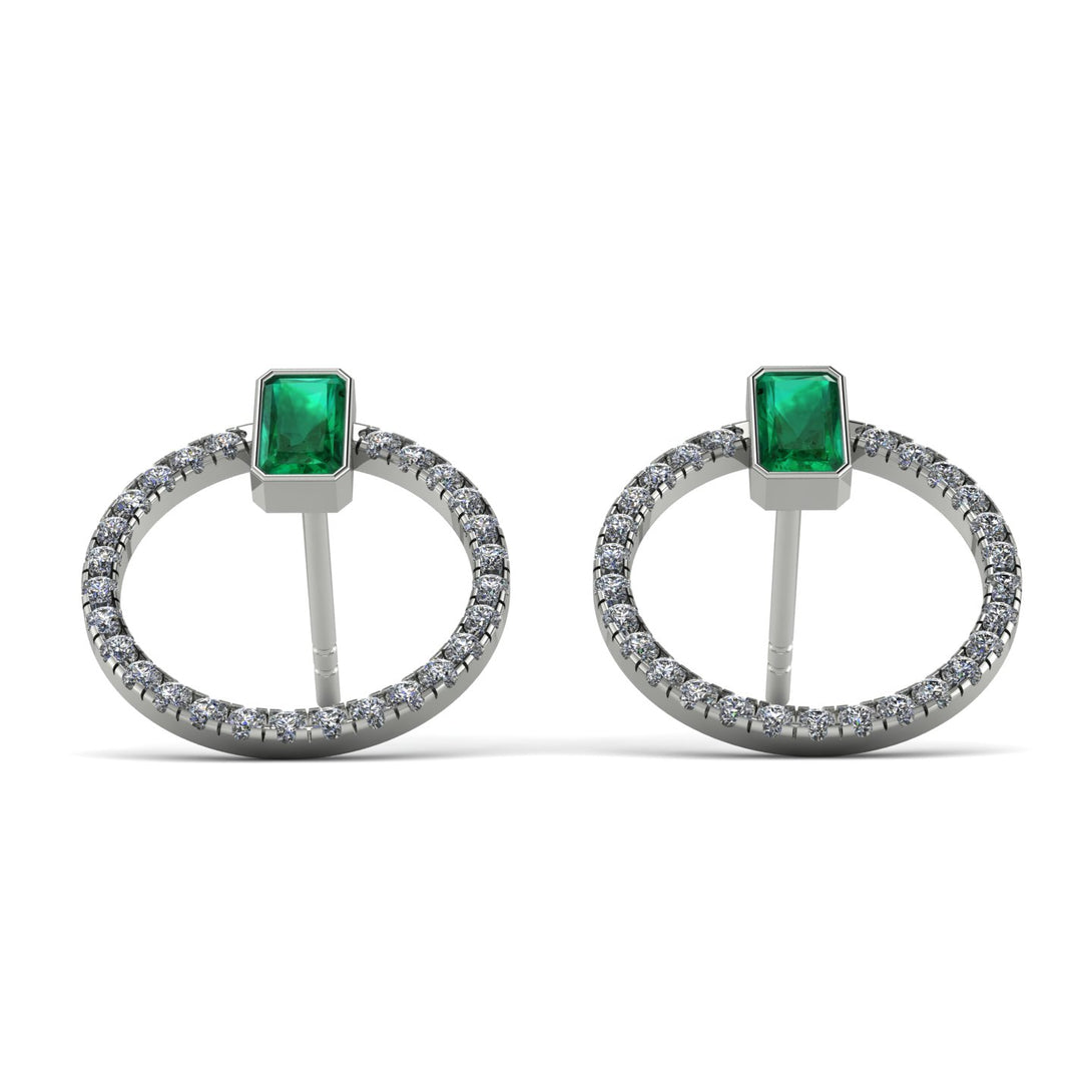 Emerald Cut Circle Emerald Earrings - Oaklyn No. 6