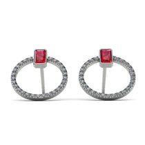 Emerald Cut Circle Ruby Earrings - Oaklyn No. 12 image 1