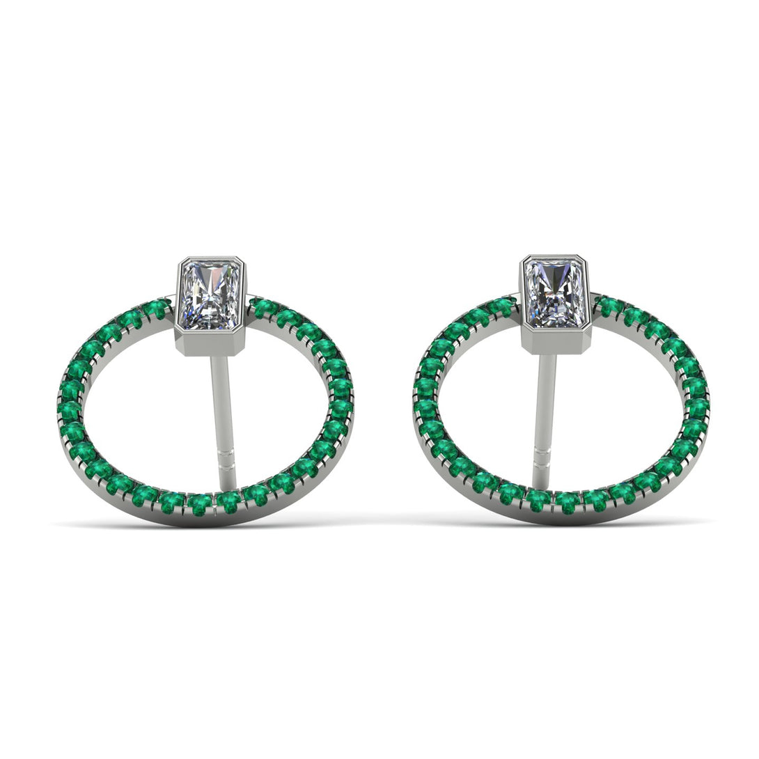Emerald Cut Circle Diamond Earrings - Oaklyn No. 18