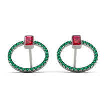Emerald Cut Circle Ruby Earrings - Oaklyn No. 27 image 1