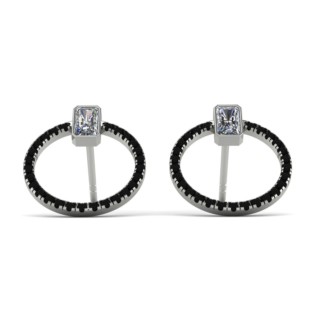 Emerald Cut Circle Diamond Earrings - Oaklyn No. 33