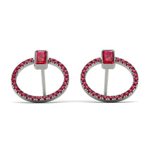 Emerald Cut Circle Ruby Earrings - Oaklyn No. 57 image 1