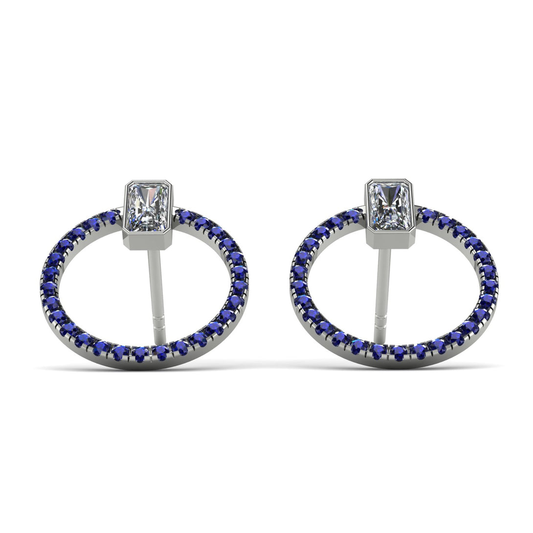 Emerald Cut Circle Diamond Earrings - Oaklyn No. 63