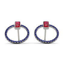 Emerald Cut Circle Ruby Earrings - Oaklyn No. 72 image 1