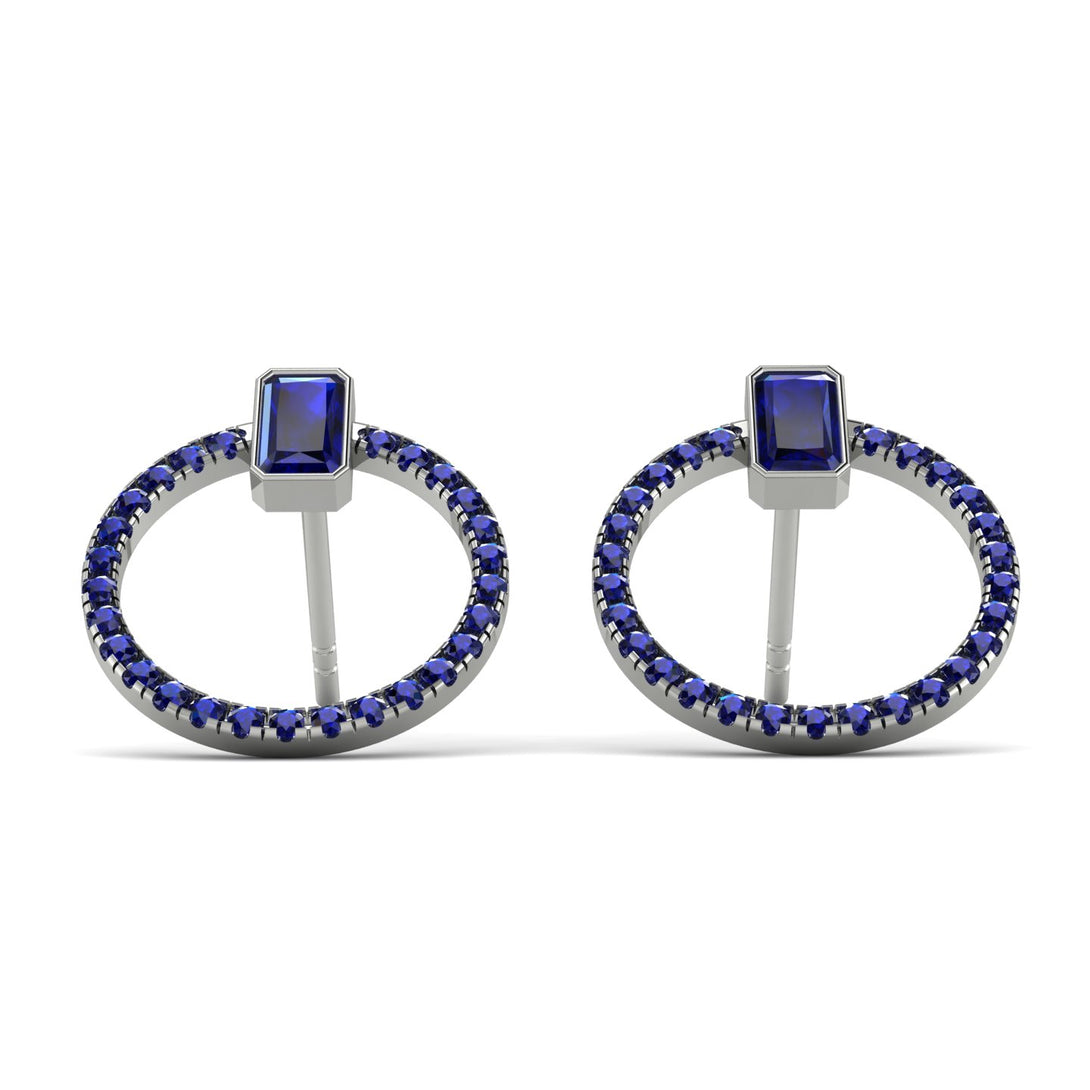 Emerald Cut Circle Sapphire Earrings - Oaklyn No. 75