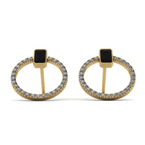 Emerald Cut Circle Black Diamond Earrings - Oaklyn No. 7 image 1