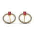 Emerald Cut Circle Ruby Earrings - Oaklyn No. 10