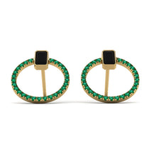 Emerald Cut Circle Black Diamond Earrings - Oaklyn No. 22 image 1