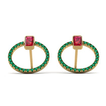 Emerald Cut Circle Ruby Earrings - Oaklyn No. 25 image 1
