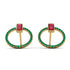 Emerald Cut Circle Ruby Earrings - Oaklyn No. 25