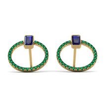 Emerald Cut Circle Sapphire Earrings - Oaklyn No. 28 image 1