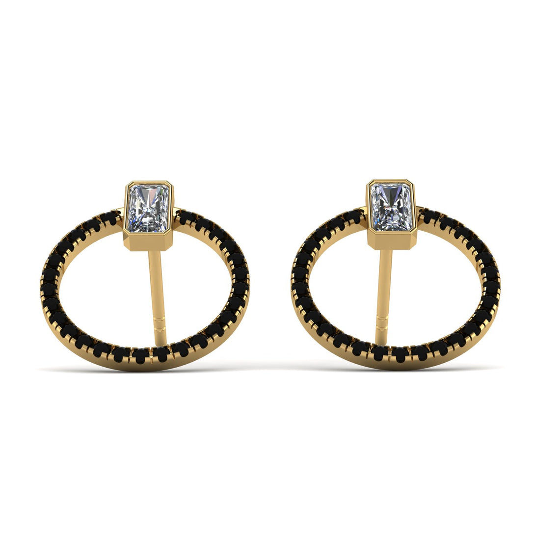 Emerald Cut Circle Diamond Earrings - Oaklyn No. 31
