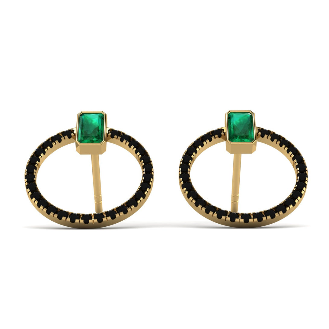 Emerald Cut Circle Emerald Earrings - Oaklyn No. 34