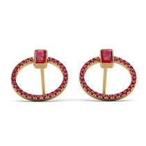 Emerald Cut Circle Ruby Earrings - Oaklyn No. 55 image 1