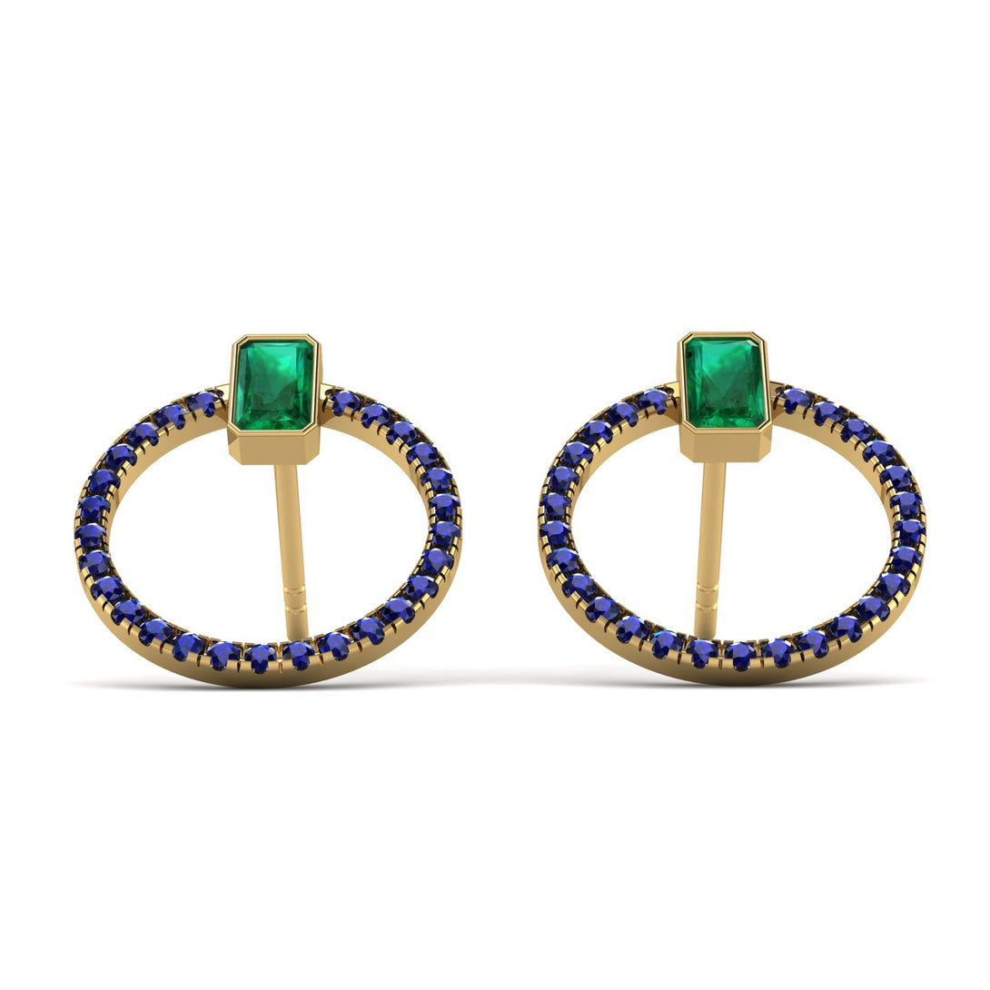 Emerald Cut Circle Emerald Earrings - Oaklyn No. 64