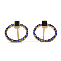 Emerald Cut Circle Black Diamond Earrings - Oaklyn No. 67 image 1