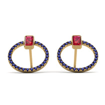 Emerald Cut Circle Ruby Earrings - Oaklyn No. 70 image 1
