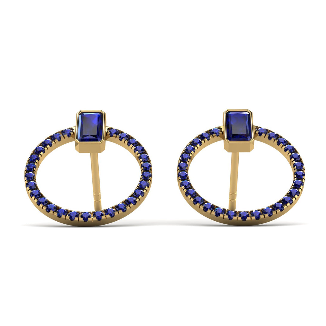 Emerald Cut Circle Sapphire Earrings - Oaklyn No. 73