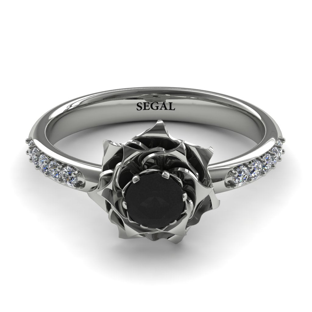 A Lady's Rose Wedding Black Diamond Ring - Elena no. 16