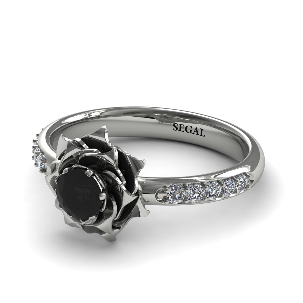 A Lady's Rose Wedding Black Diamond Ring - Elena no. 16