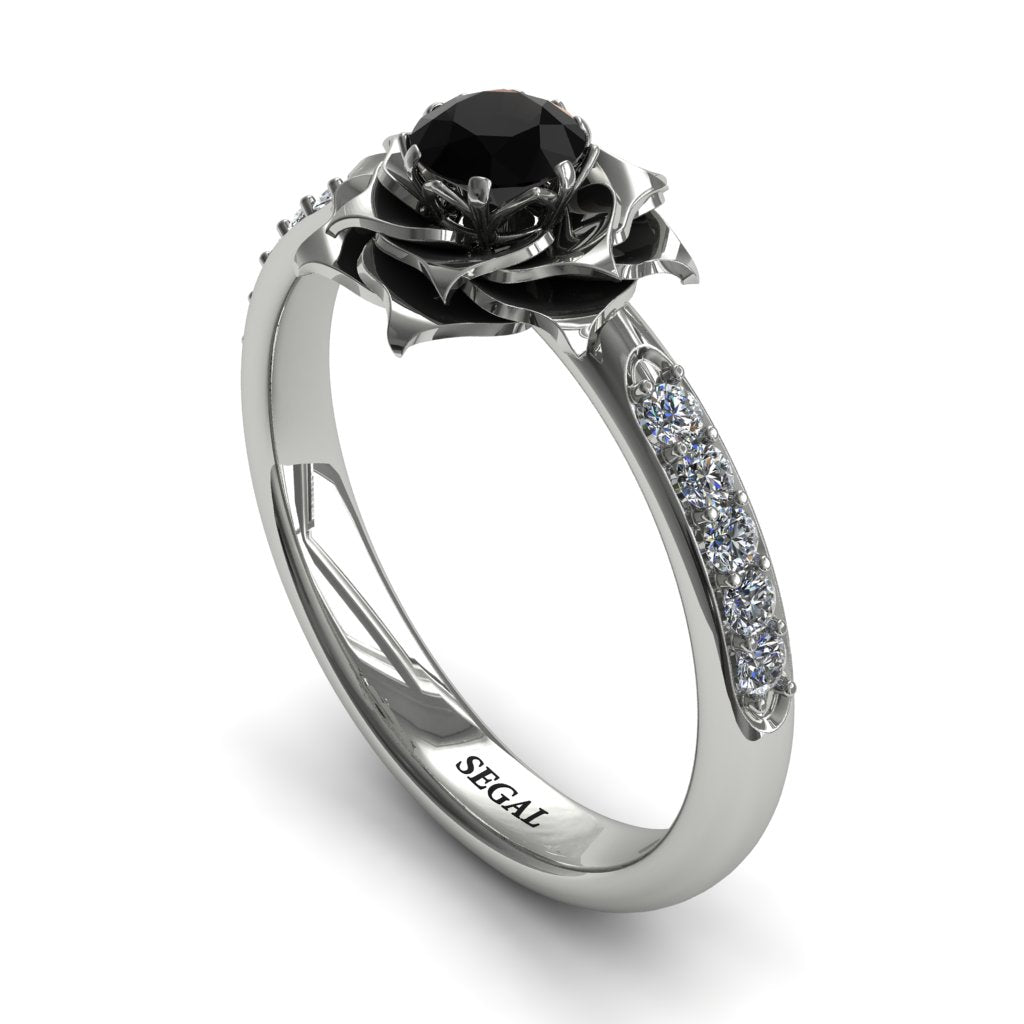 A Lady's Rose Wedding Black Diamond Ring - Elena no. 16