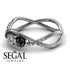 Rose Engagement ring 14K White Gold Thin Elegant Flower Ring White diamond - Stella no. 3