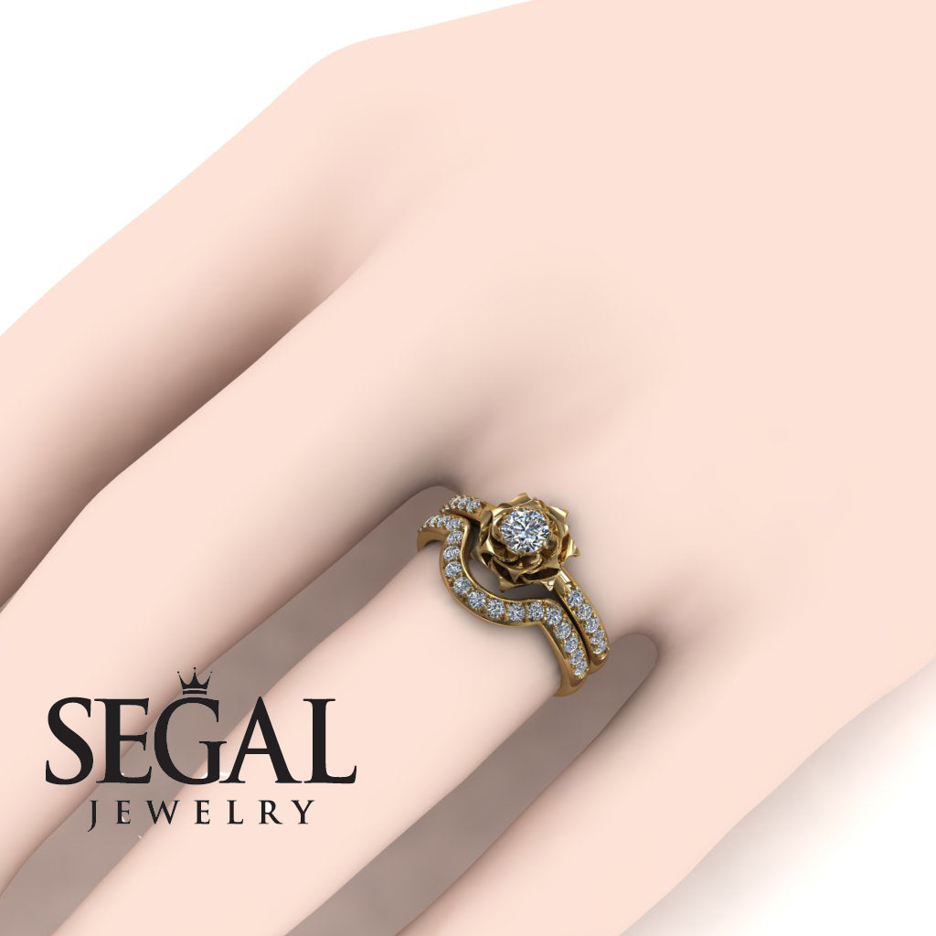 A lady's Rose Bridal Set Diamond Ring- Elena no. 1