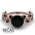 2 carat Rose Gold Black Diamond Engagement Ring Leaves All Around - Sydney