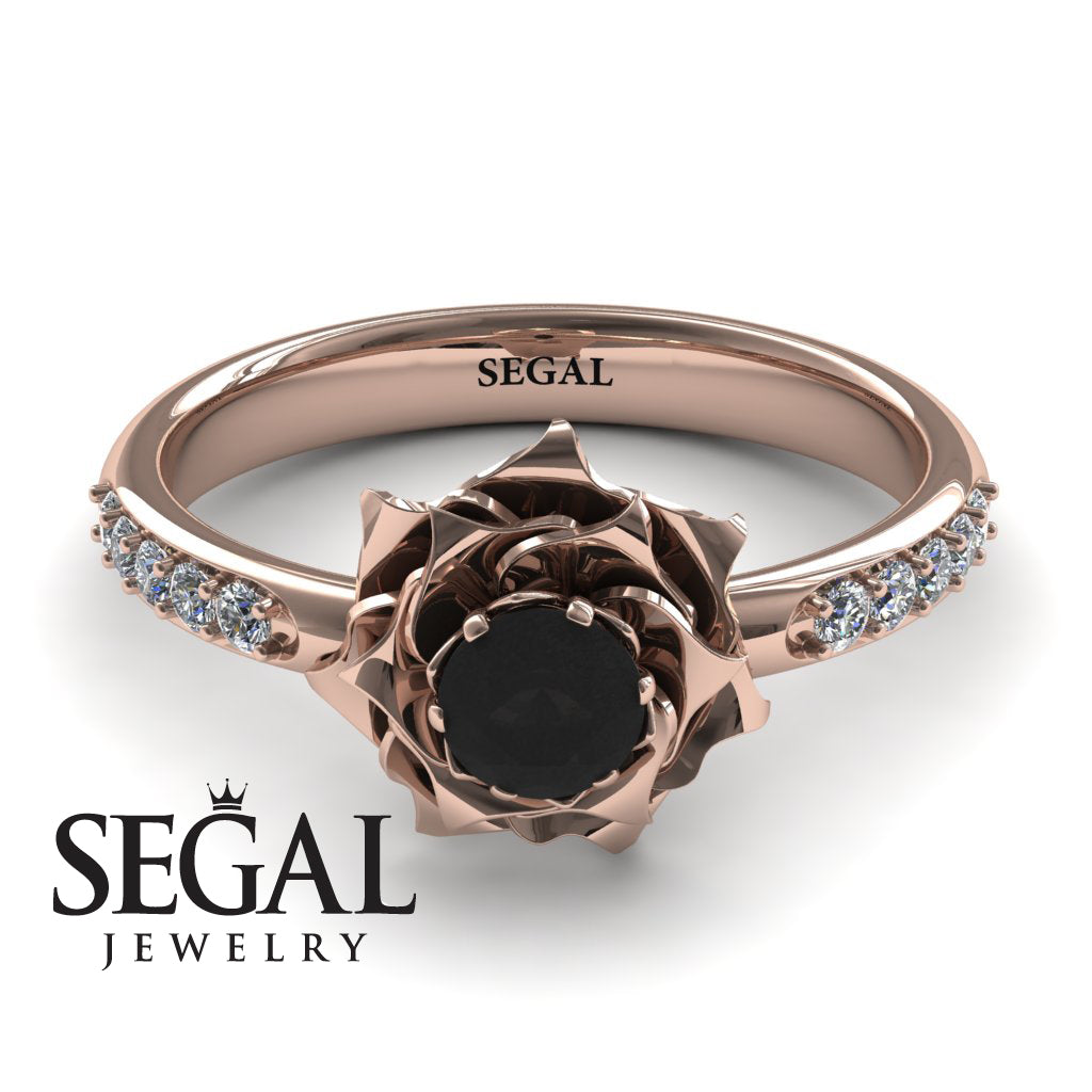 SALE - A lady's Rose Black Moissanite Ring- Elena