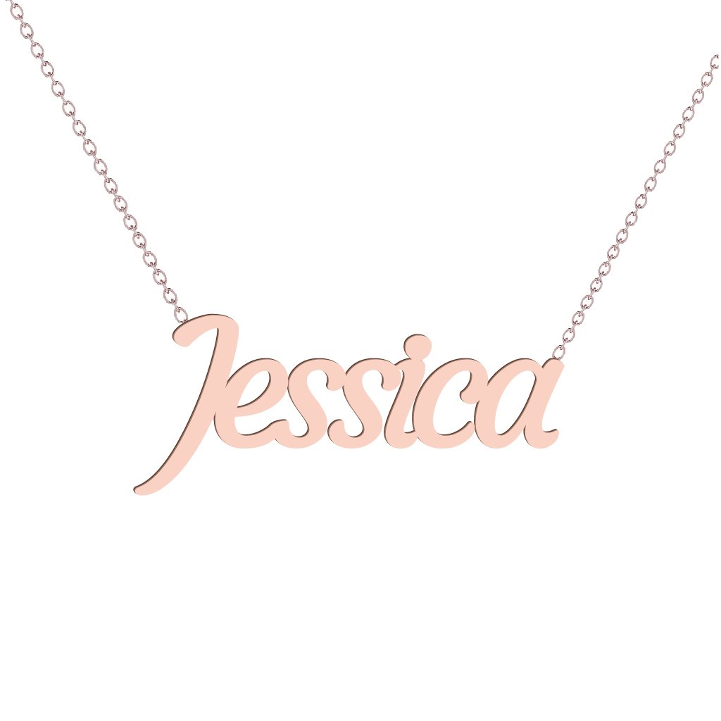 Gold Name Necklace – Jessica | 14K Solid Gold