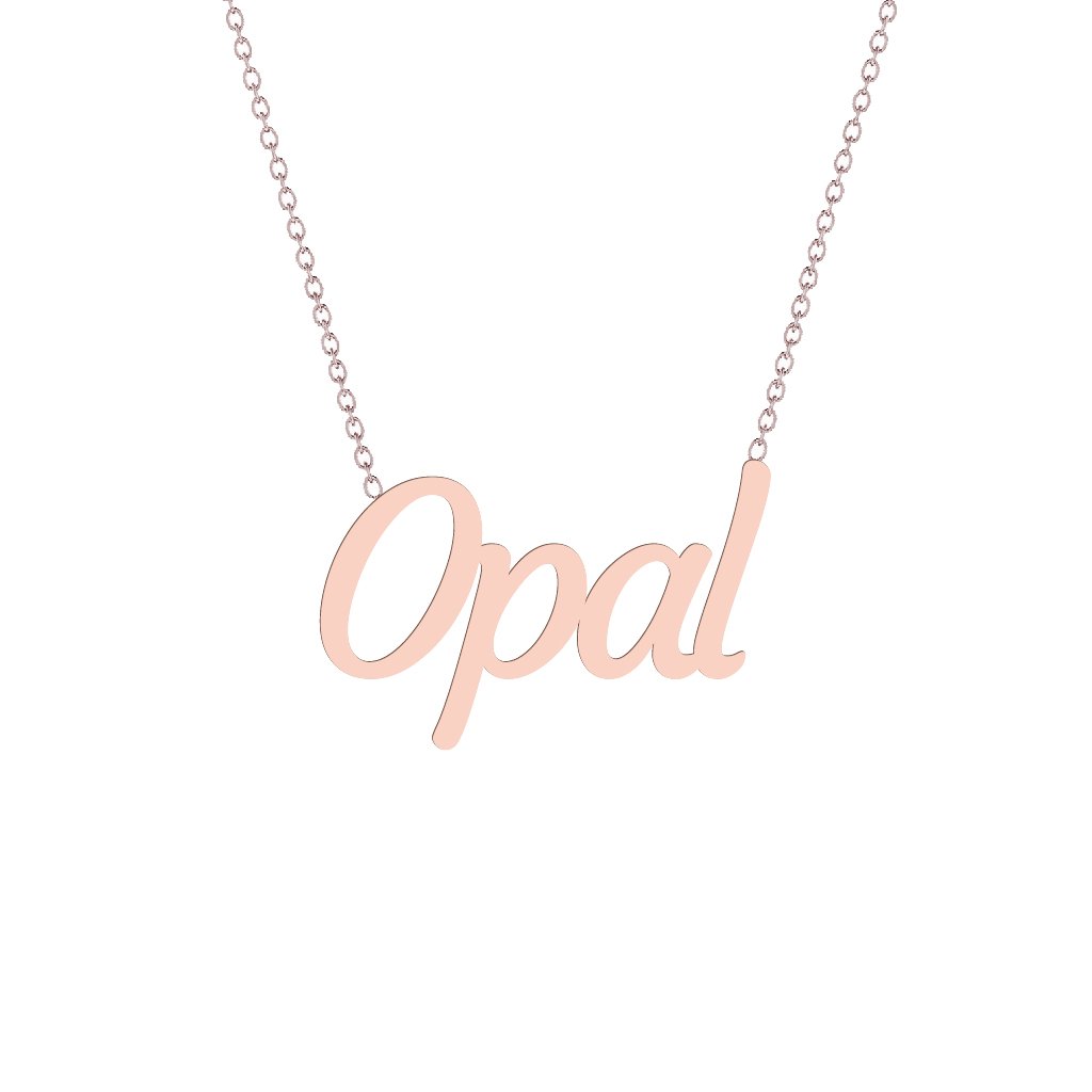 Gold Name Necklace - Opal