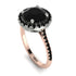Two Tones Gorgeous Round Cut Black Diamond Pave Engagement Ring With Hidden Stone - Ellen No. 81